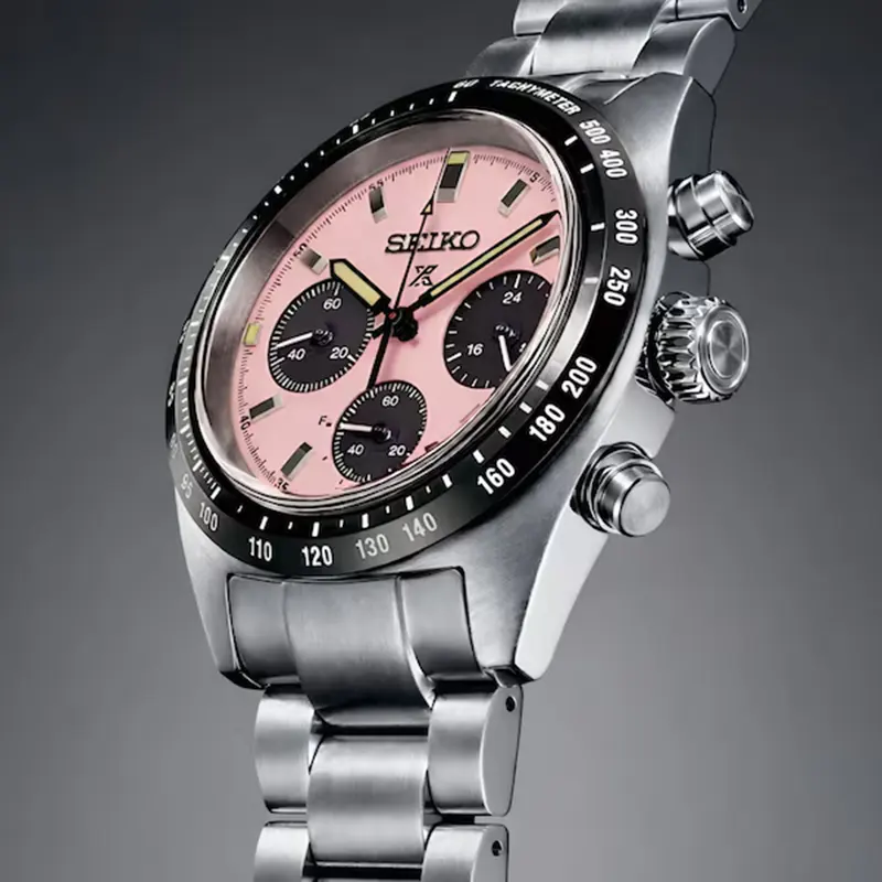 Seiko Speedtimer Chronograph Solar Salmon Dial Men's Watch- SSC963